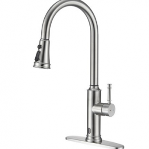 What should I do if the water leaks at the rotating part of the kitchen faucet?